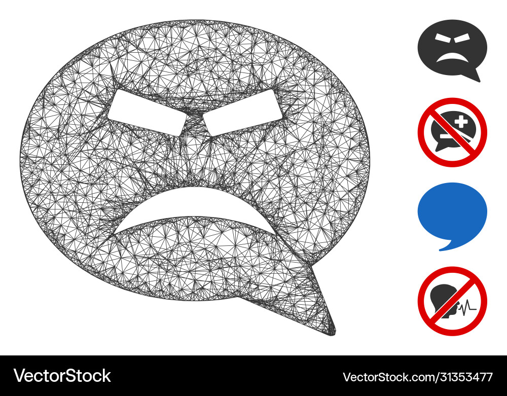 Furious smiley message web mesh Furious smiley message web mesh vector image