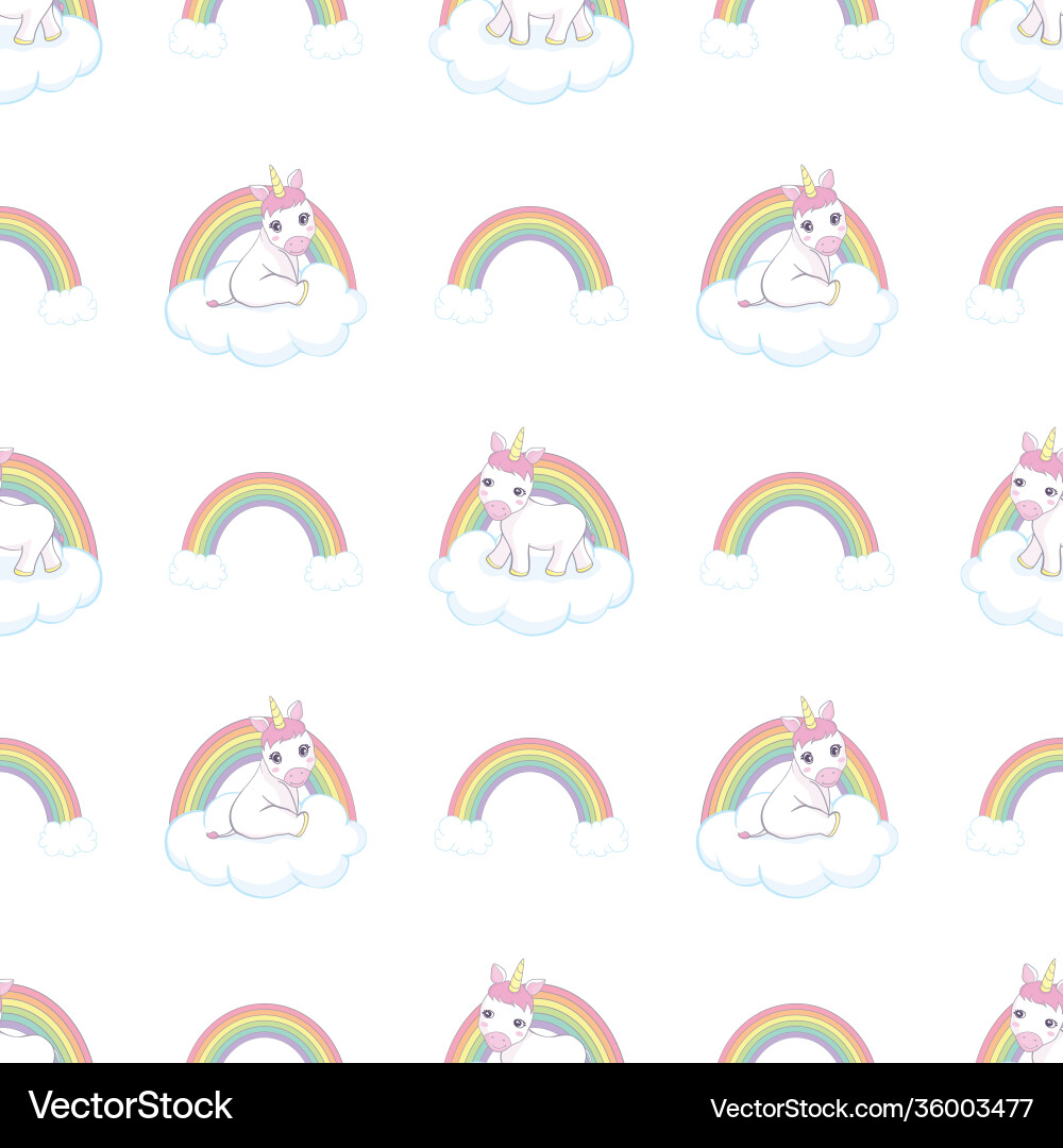 Hand drawn seamless pattern with unicorn clouds Hand drawn seamless pattern with unicorn clouds vector image