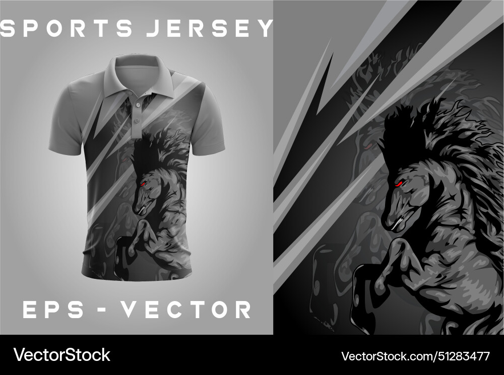 Horse jersey design black and grey Royalty Free Vector Image