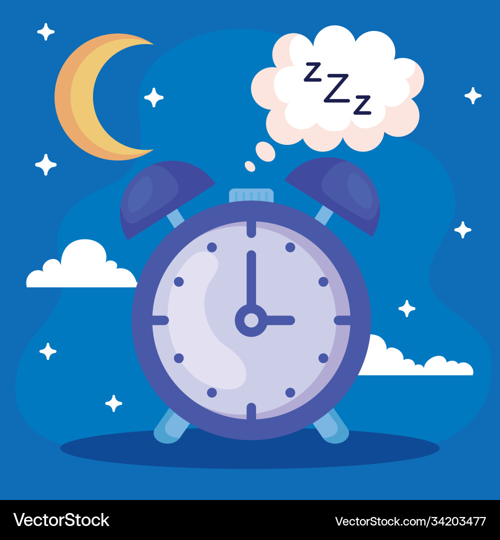 Insomnia clock with bubble and moon design Insomnia clock with bubble and moon design vector image