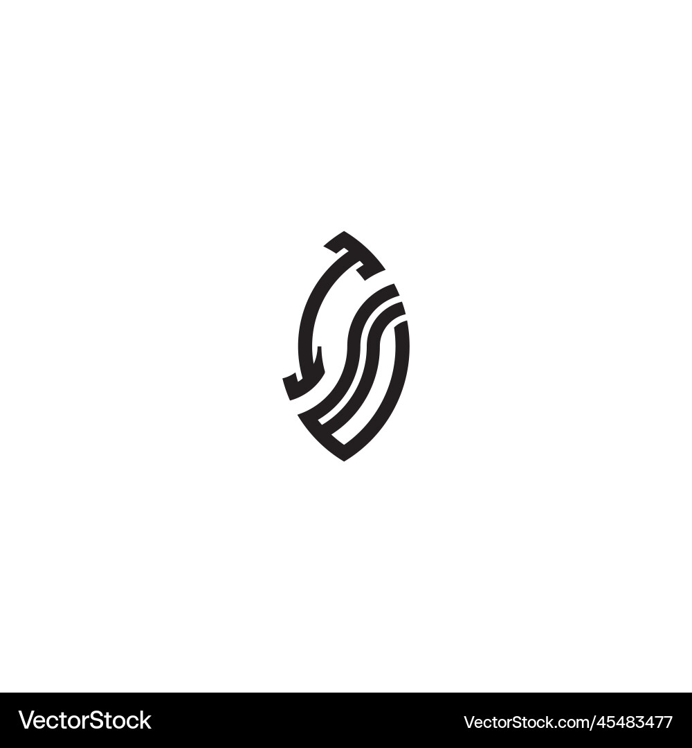 Iw leaf shape line initial concept with high Iw leaf shape line initial concept with high vector image