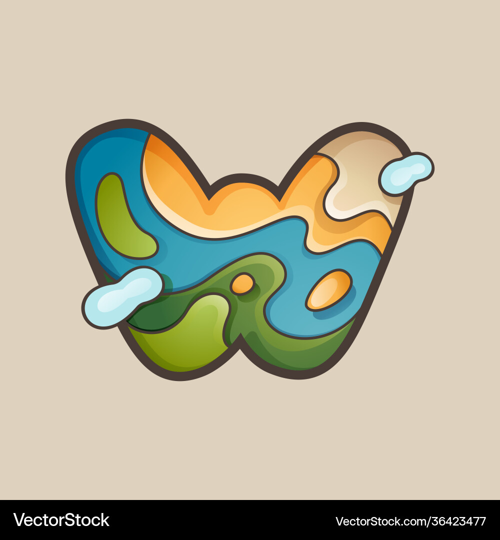 Letter w logo with topographic map line pattern Letter w logo with topographic map line pattern vector image