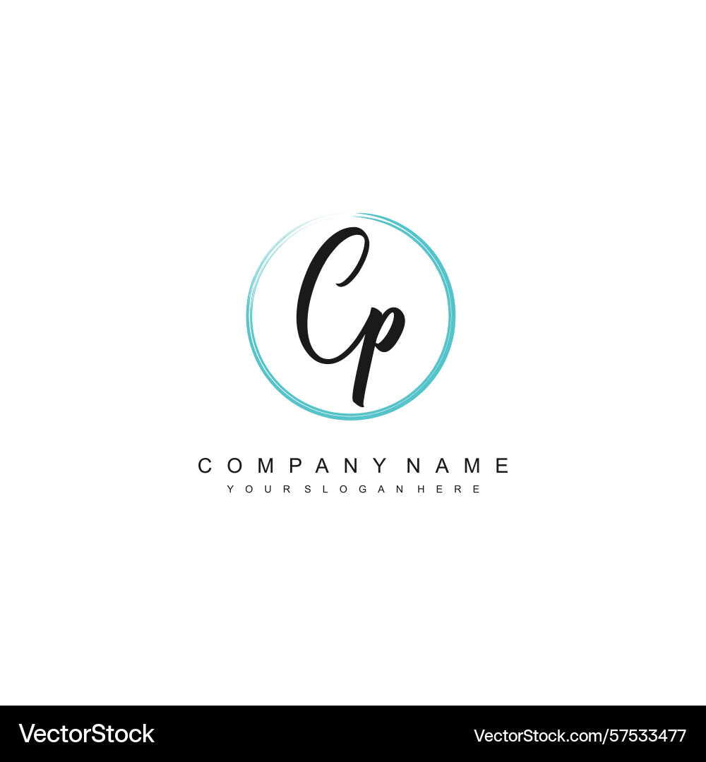 Minimal signature logo design with cp initials Minimal signature logo design with cp initials Vector Image