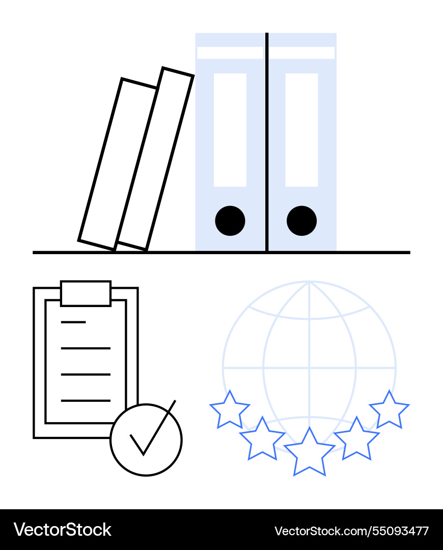 Organized documents with checklist binders Vector Image
