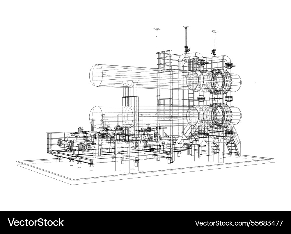 Petroleum heater exchanger rendering of 3d Petroleum heater exchanger rendering of 3d vector image