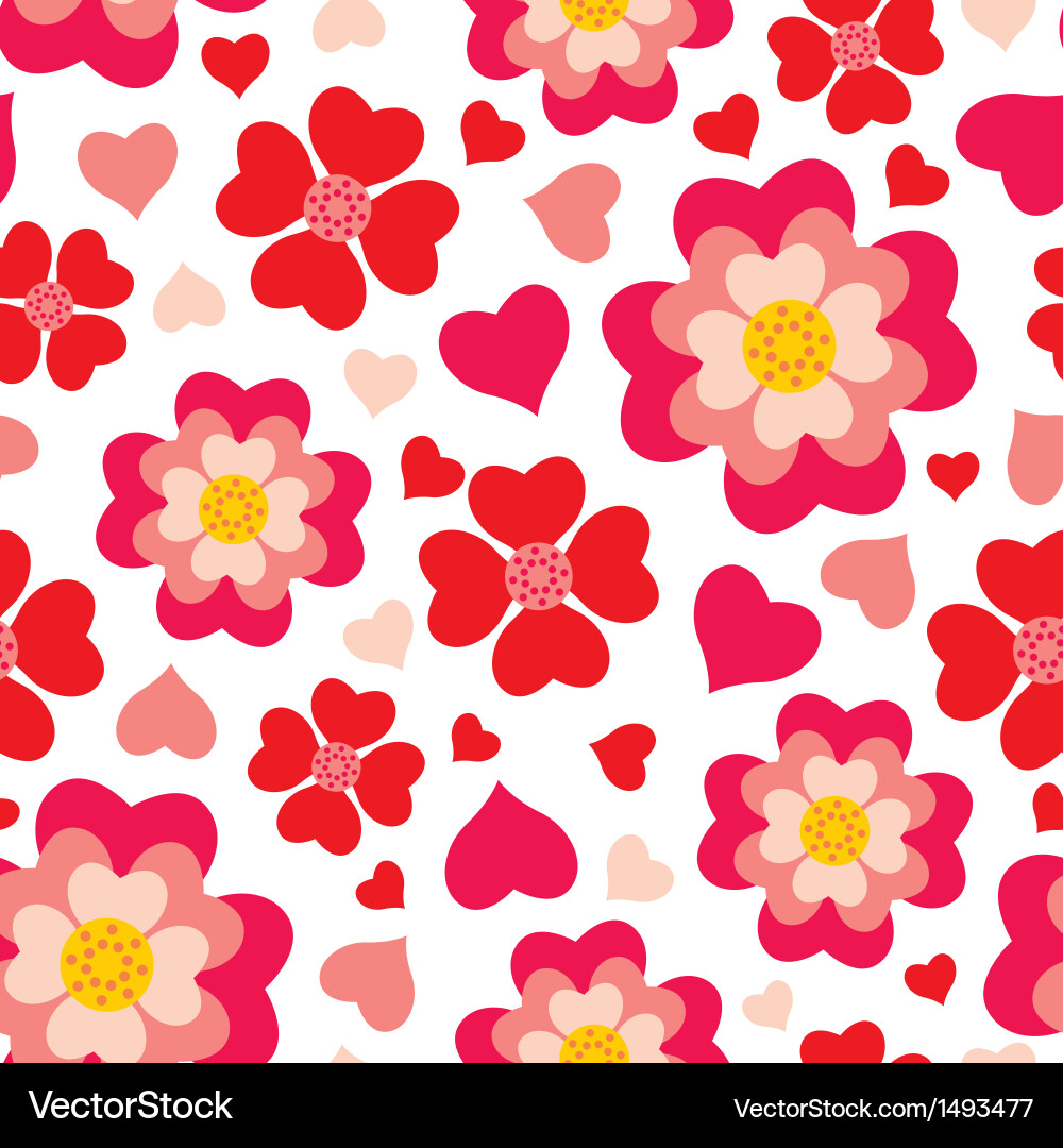Pink Heart Floral Pattern vector image