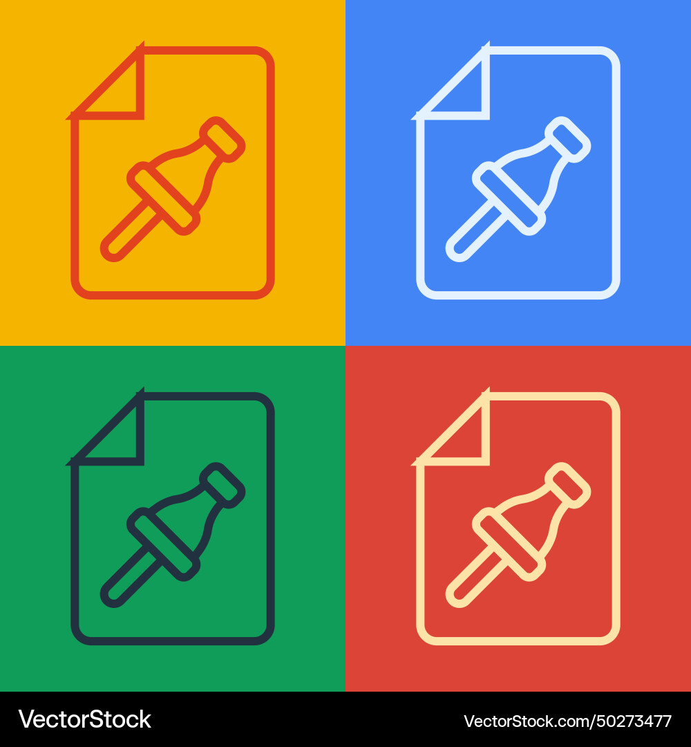Pop art line note paper with pinned pushbutton Vector Image