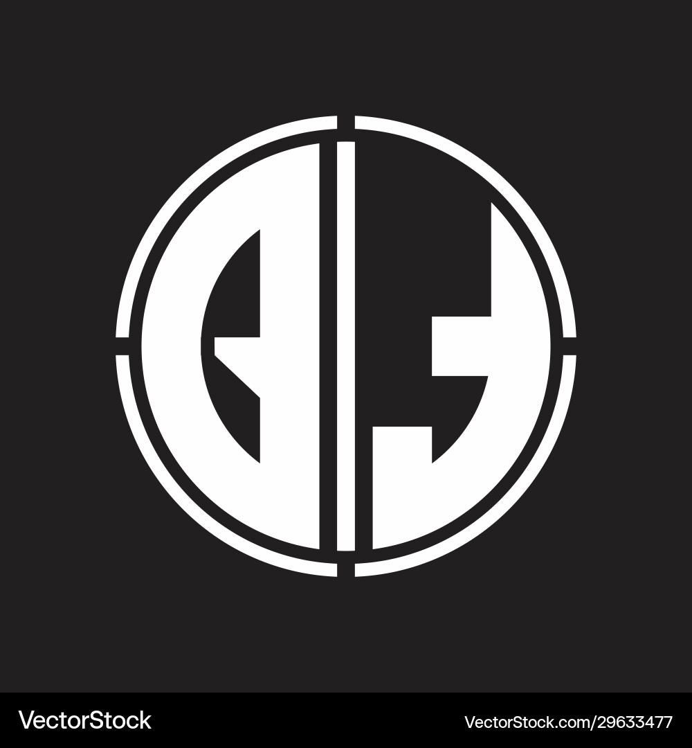 Qt logo initial with circle line cut design Vector Image