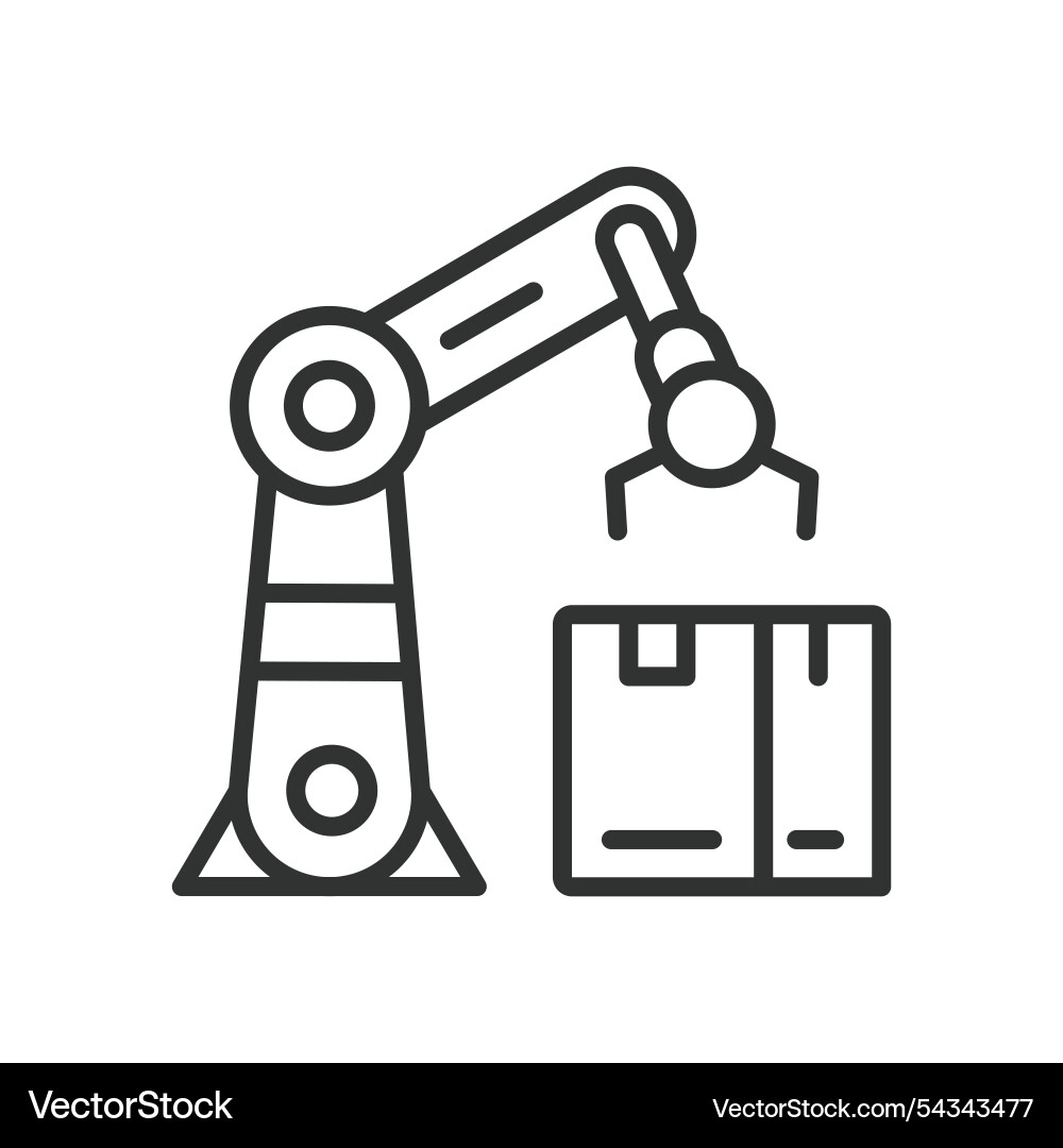 Robot arm warehouse automation icon in line Robot arm warehouse automation icon in line Vector Image