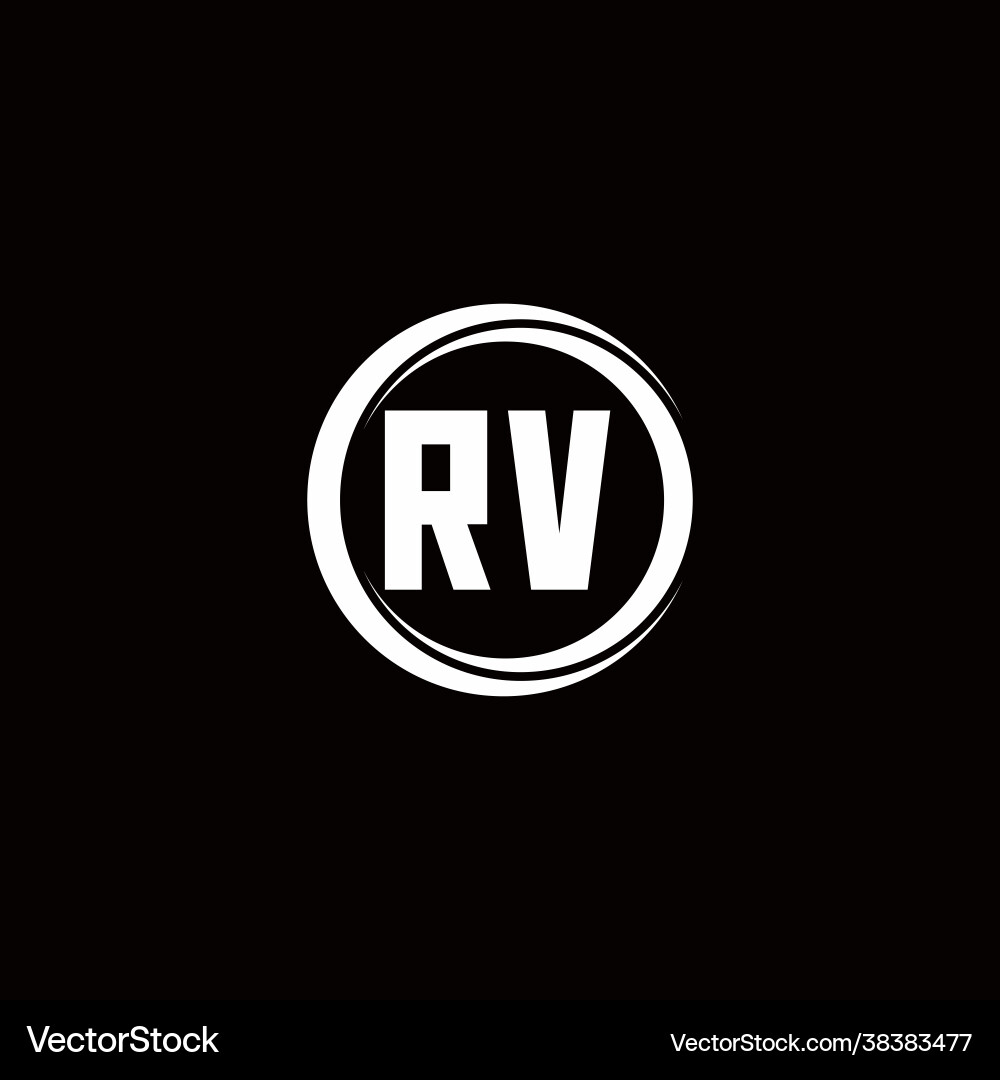 Rv logo initial letter monogram with circle slice vector image