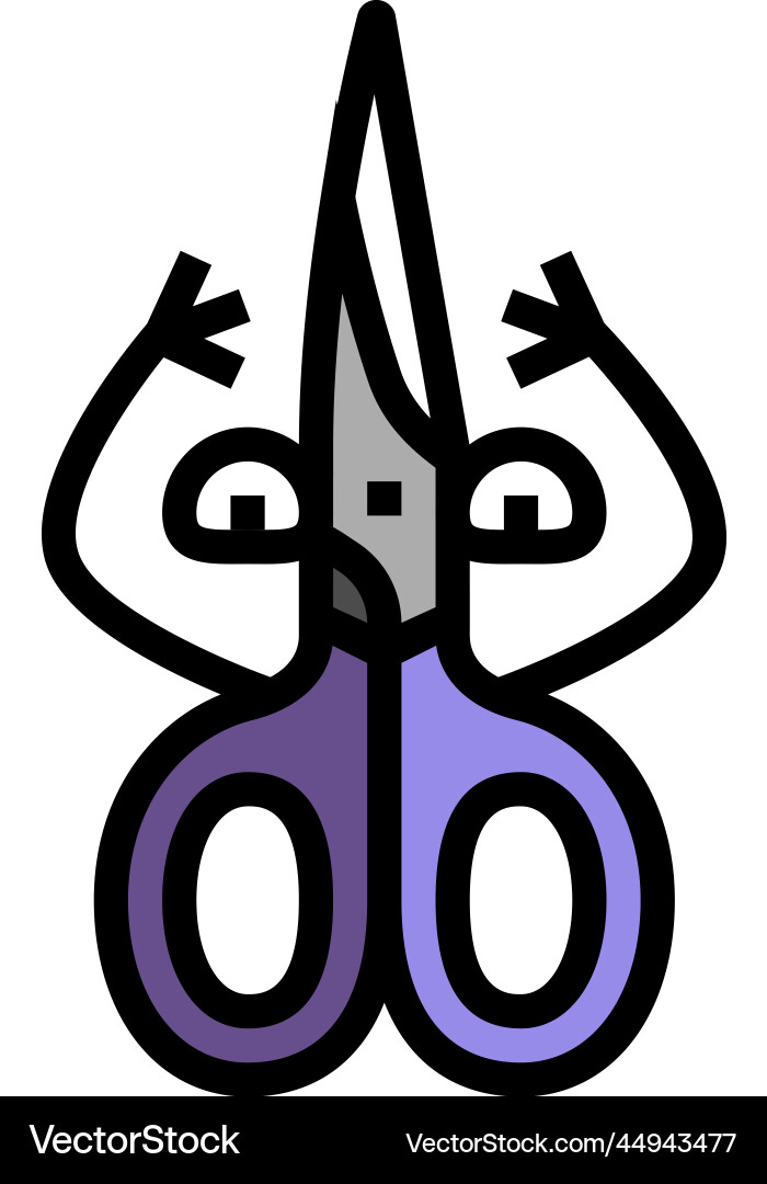 Scissors school character color icon Scissors school character color icon vector image
