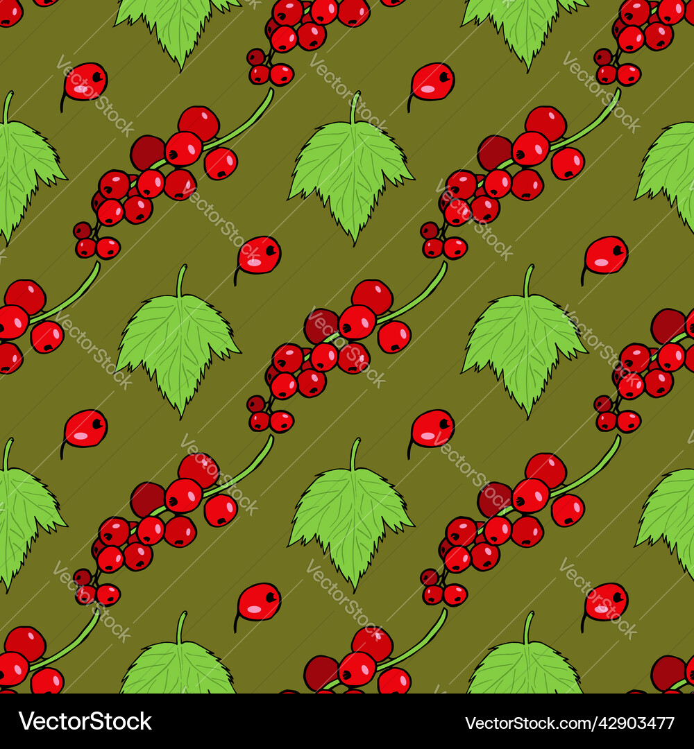 Seamless pattern with red currant and its leaves Seamless pattern with red currant and its leaves vector image