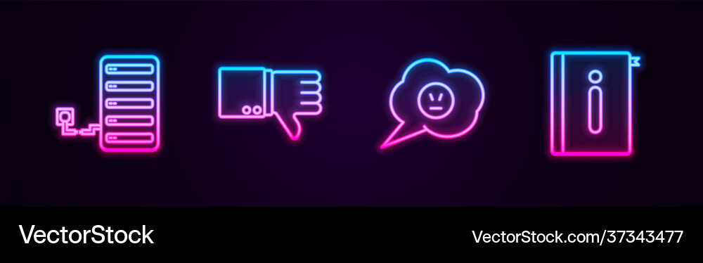 Set line server dislike speech bubble with angry Vector Image