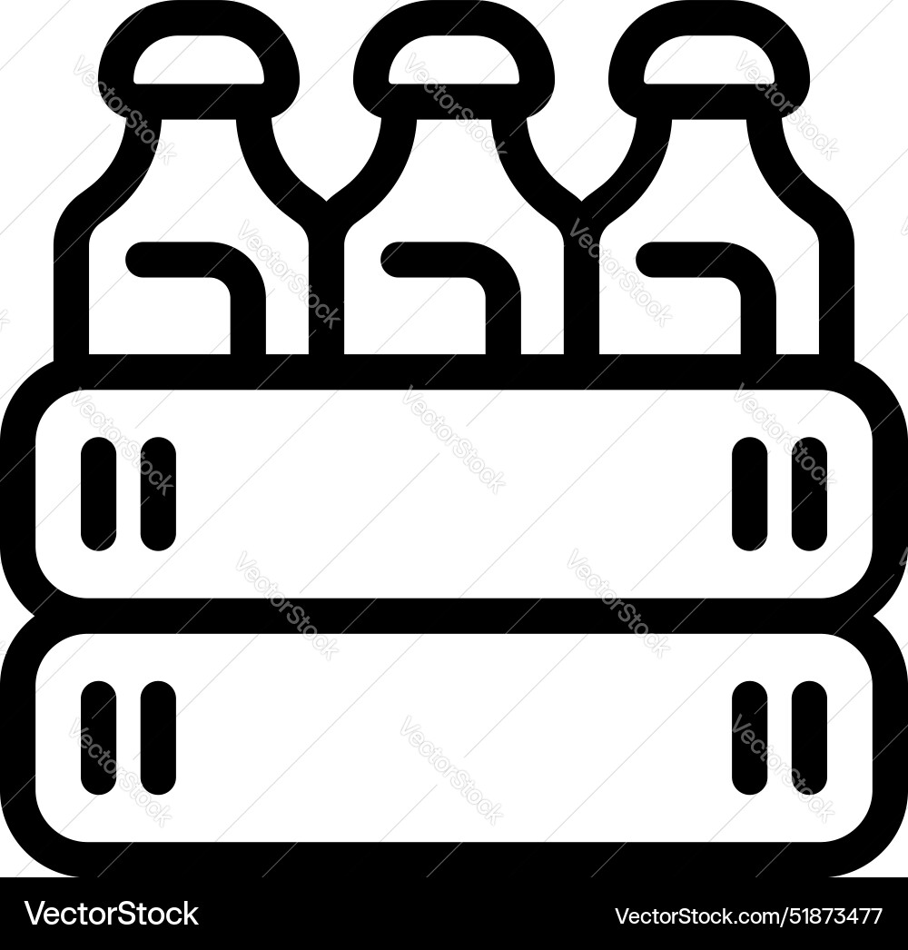 Three bottles standing in a double crate Three bottles standing in a double crate Vector Image