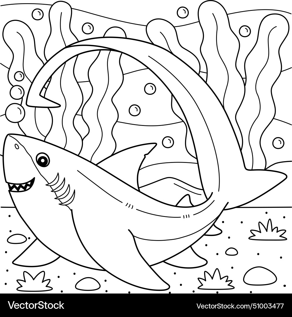Thresher shark coloring page for kids Royalty Free Vector