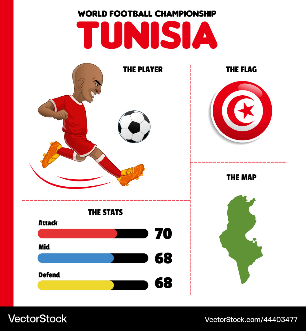 Tunisia National Football Team Vector Image