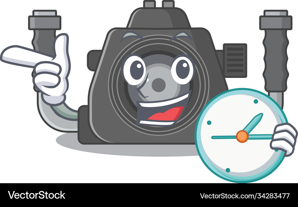 Underwater Camera Character with Clock vector image