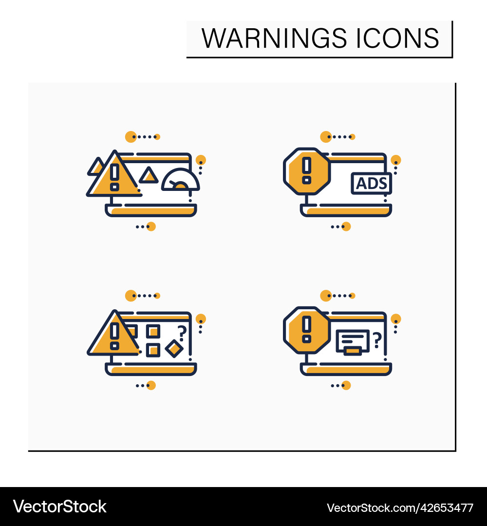 Warnings color icons set Warnings color icons set vector image