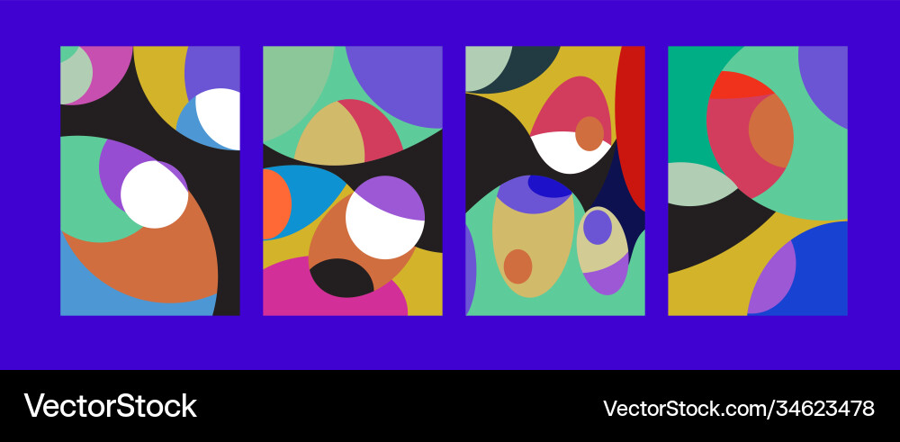 Abstract colorful geometric and curvy pattern Vector Image