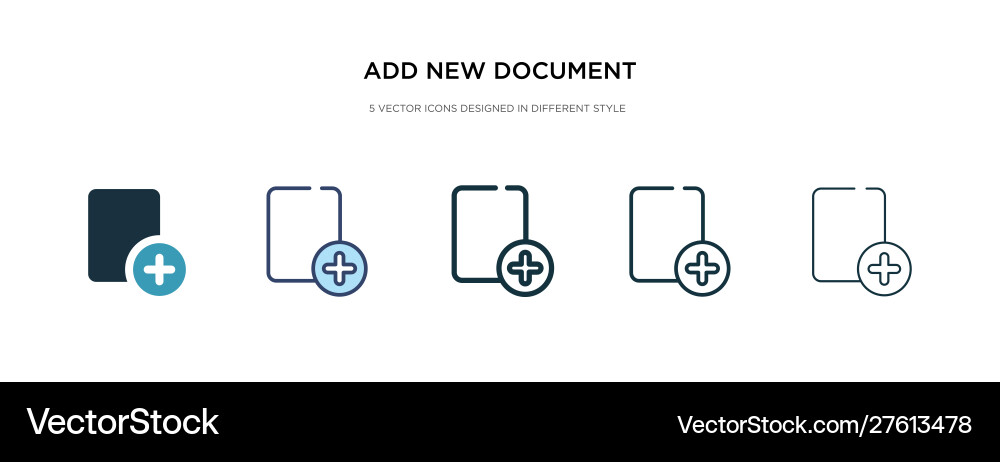 Add new document icon in different style two Add new document icon in different style two vector image