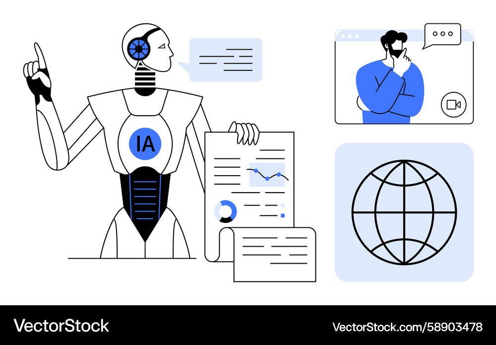 Artificial intelligence presenting data insights Artificial intelligence presenting data insights Vector Image