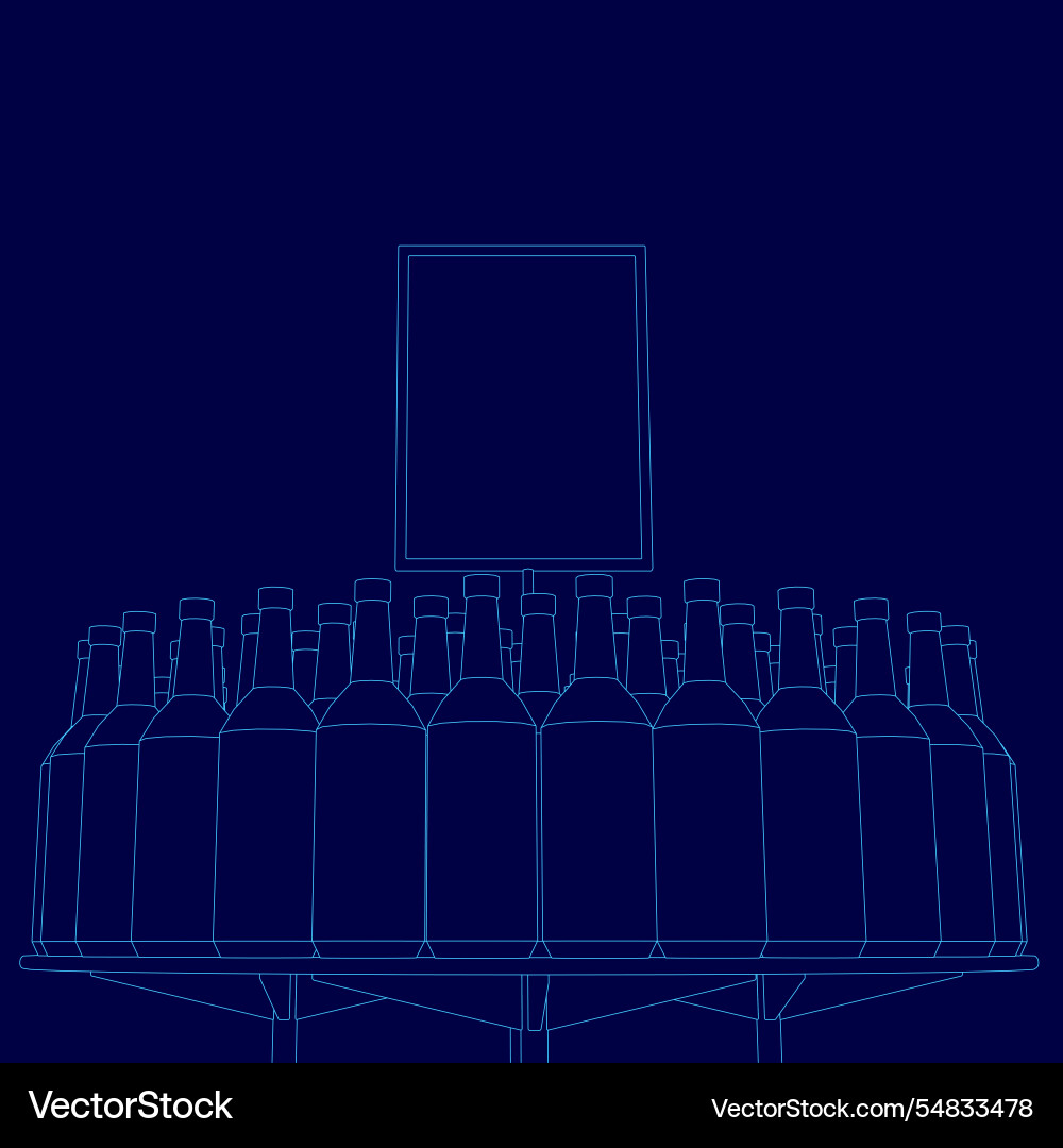Blue background with a large number of bottles Blue background with a large number of bottles Vector Image