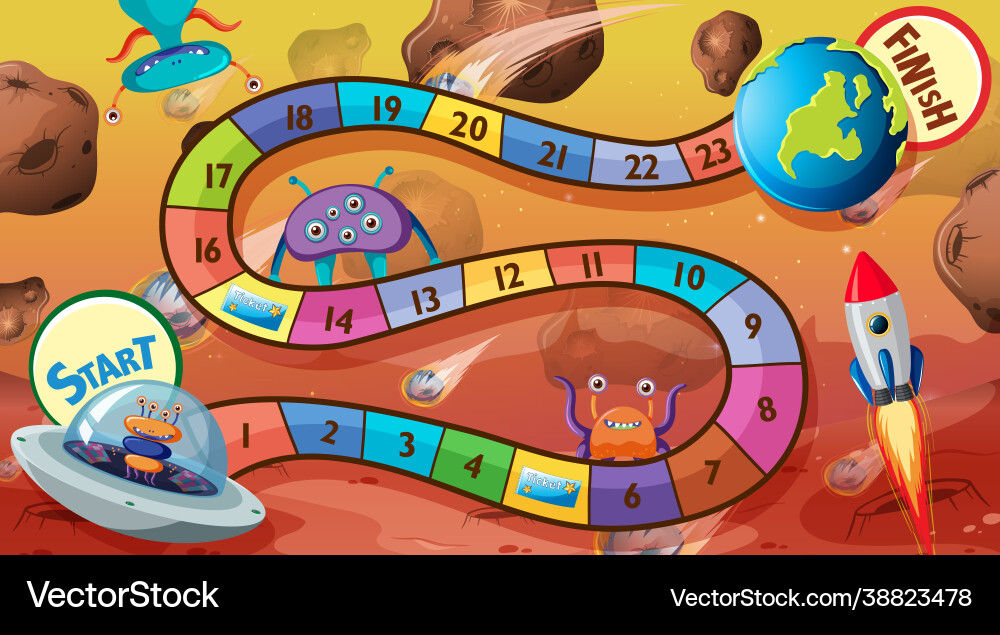 Board game template with space theme Board game template with space theme vector image