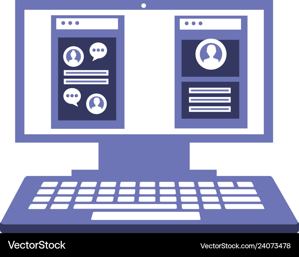 Desktop computer with web page isolated icon Desktop computer with web page isolated icon vector image