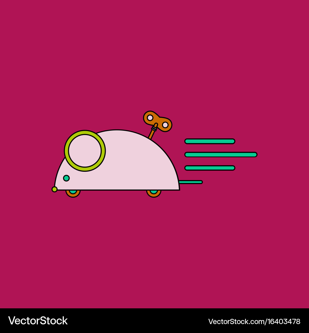 Flat icon design collection clockwork mouse toy vector image