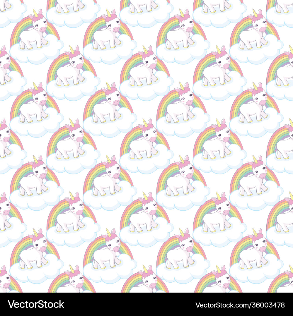 Hand drawn seamless pattern with unicorn clouds Hand drawn seamless pattern with unicorn clouds vector image