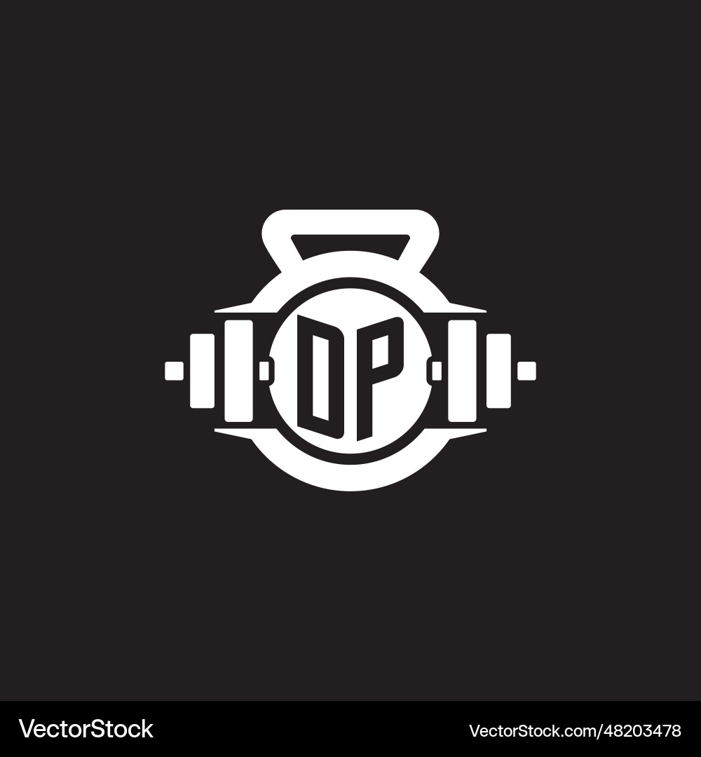 Initial dp logo design ideas with simple dumbbell Vector Image