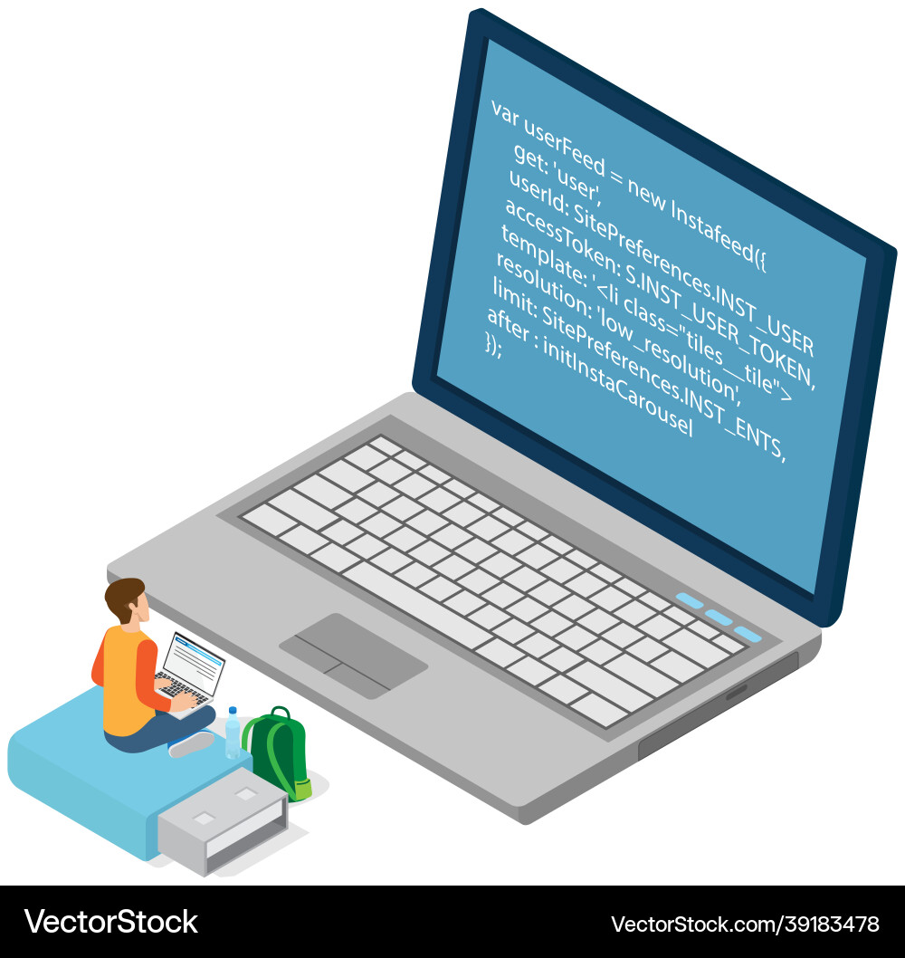 Mann Blick auf Laptop-Bildschirm mit Programmcode Mann Blick auf Laptop-Bildschirm mit Programmcode vektorbild