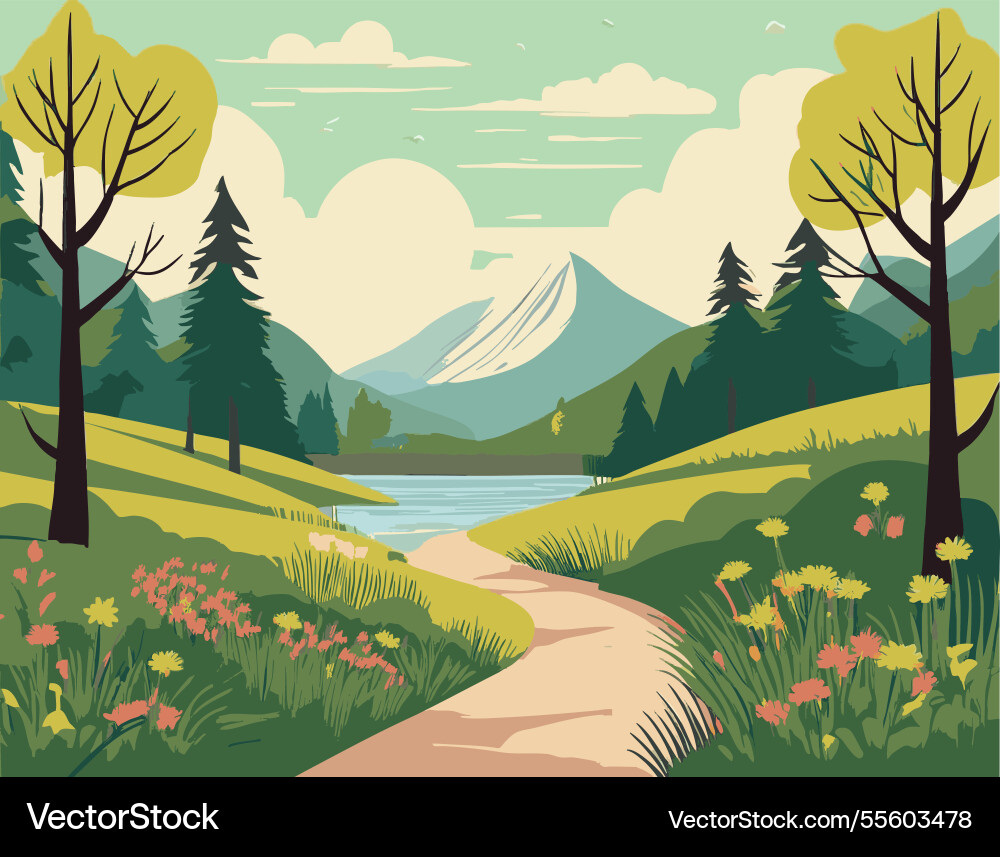 Peaceful Nature Path Royalty Free Vector Image