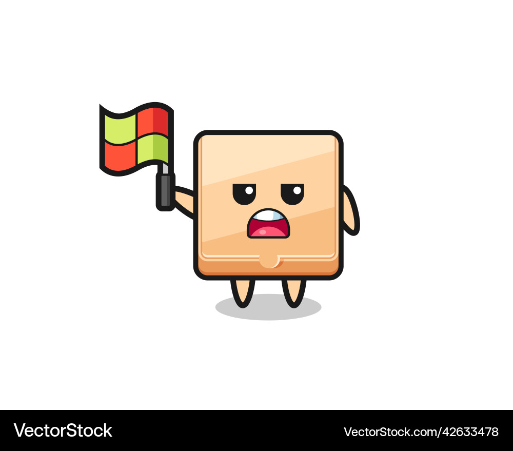 Pizza box character as line judge putting Vector Image