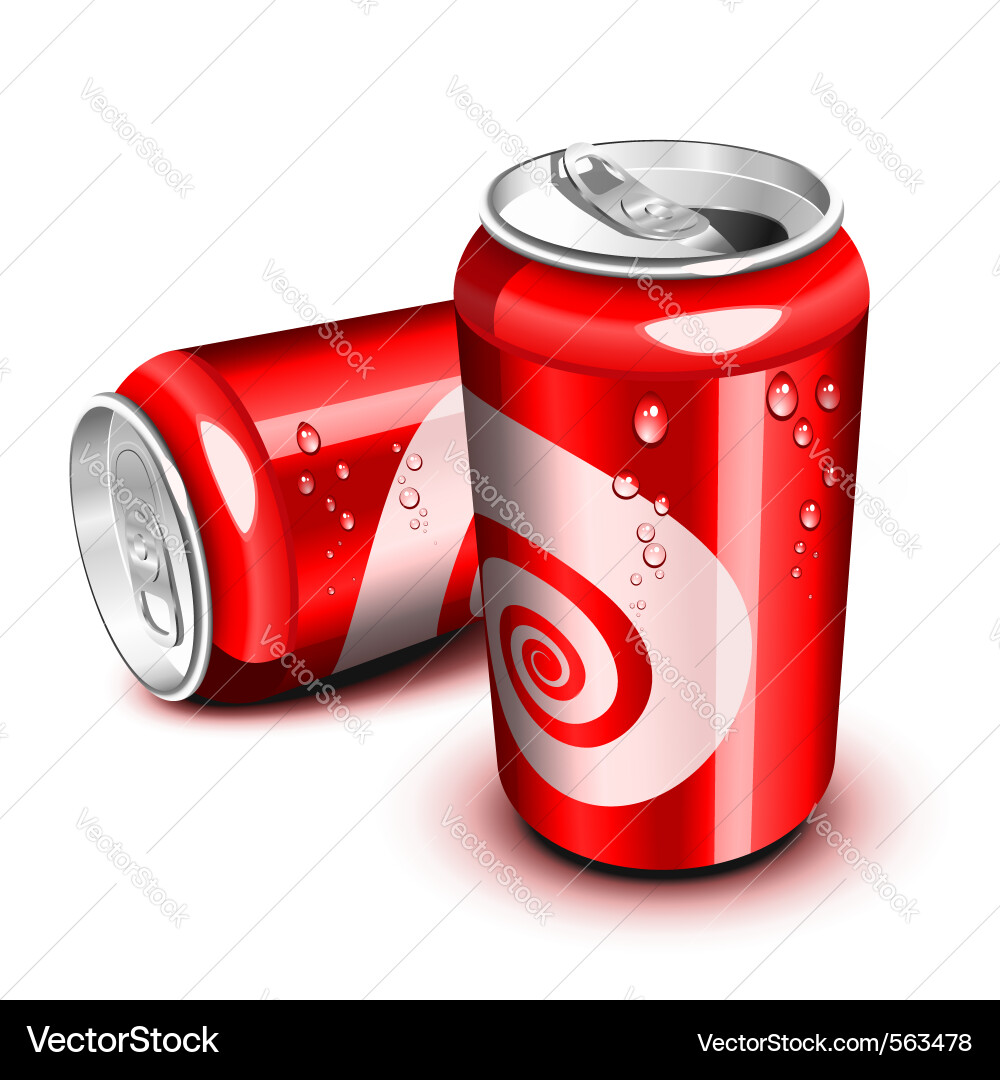 Red Cola Can - Open & Closed Vector Image