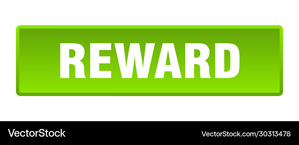Reward button square green push Vector Image