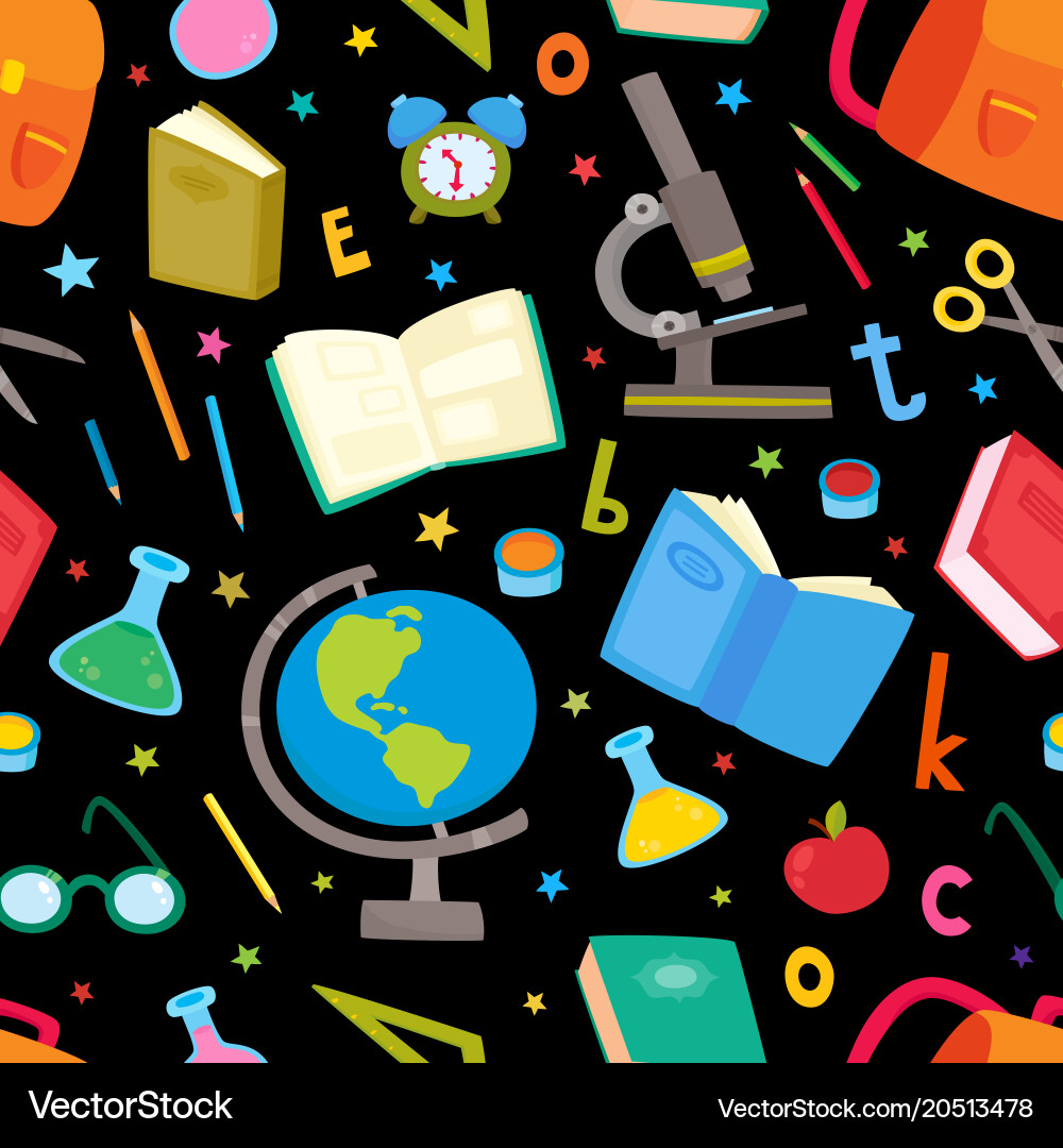 Seamless pattern with school elements vector image