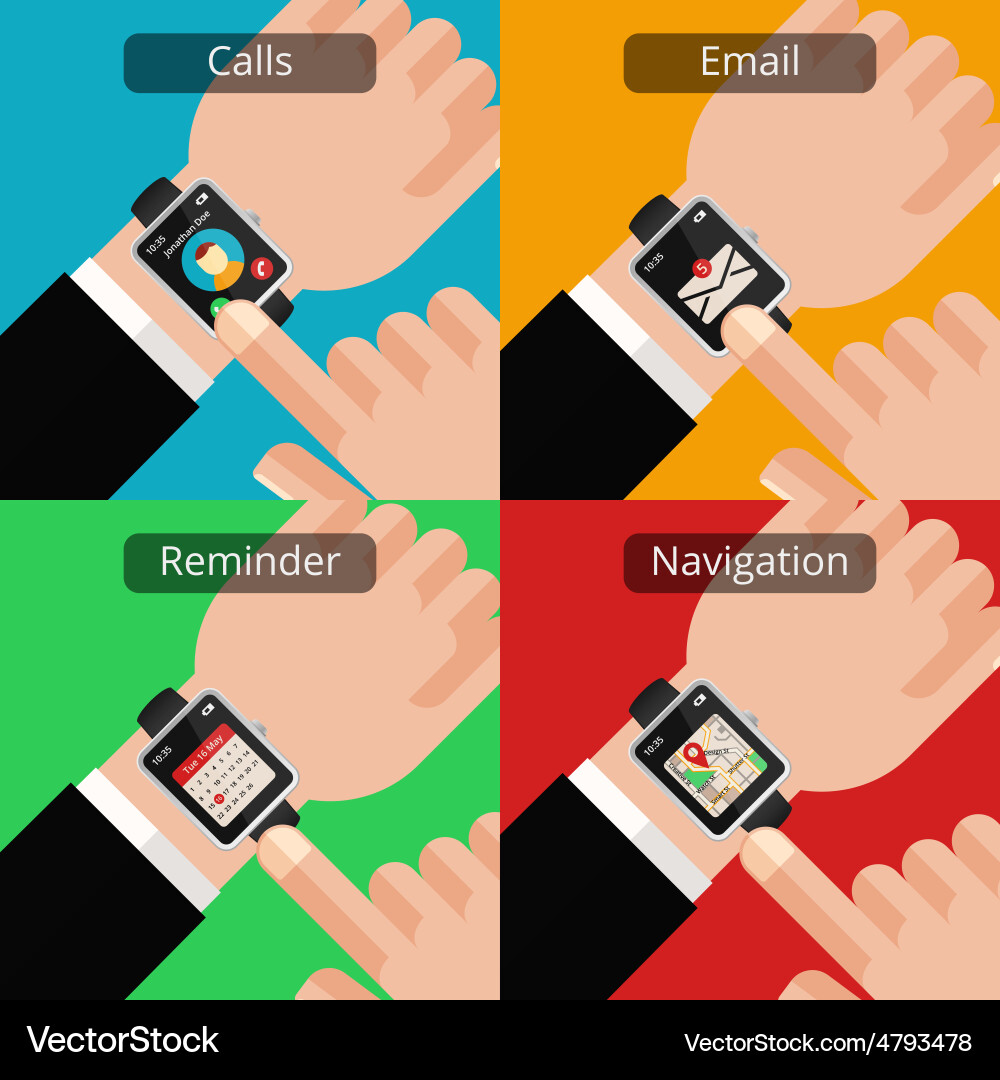 Smartwatch with Unread Notification vector image
