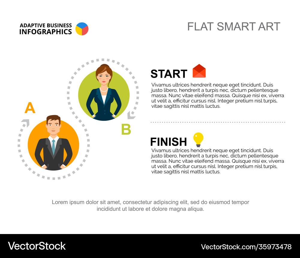 Two steps process chart template for presentation Vector Image