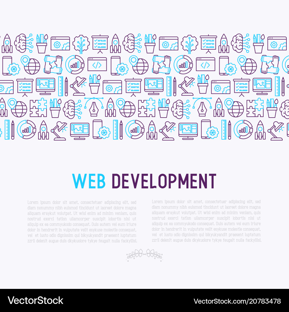 Web Development Icons - Thin Line vector image