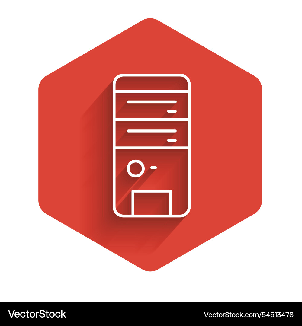 White line computer icon isolated with long White line computer icon isolated with long vector image