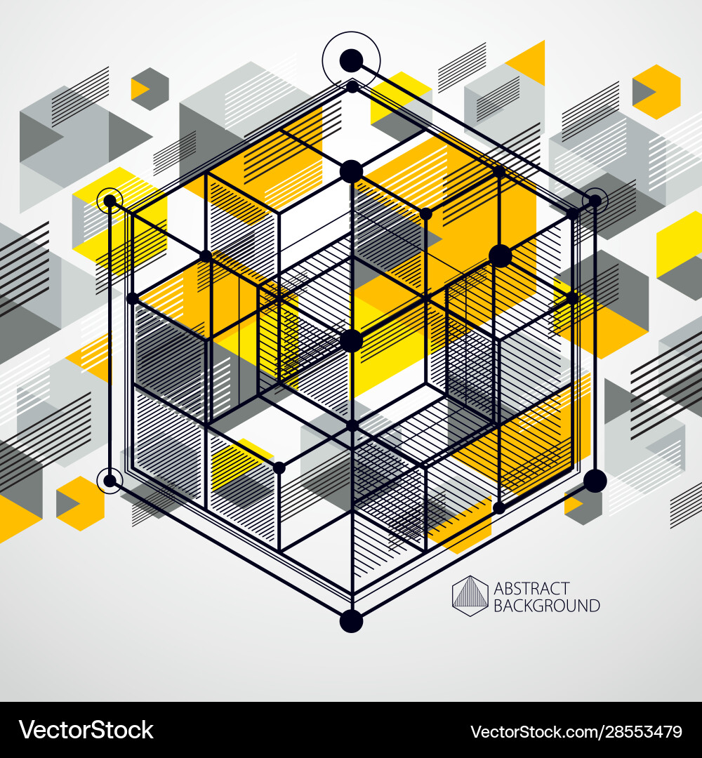 Abstract geometric 3d cube pattern and yellow Abstract geometric 3d cube pattern and yellow vector image