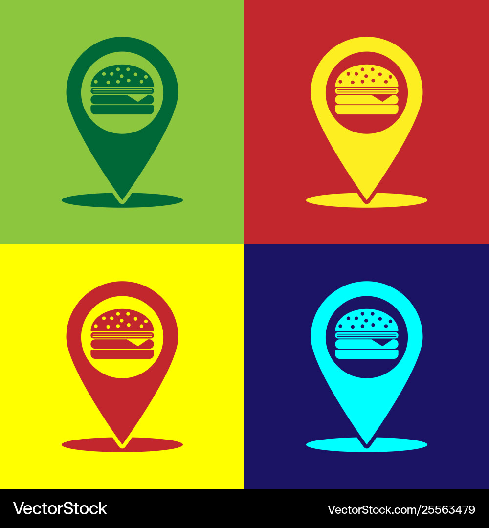 Color map pointer with fast food burger icon Vector Image