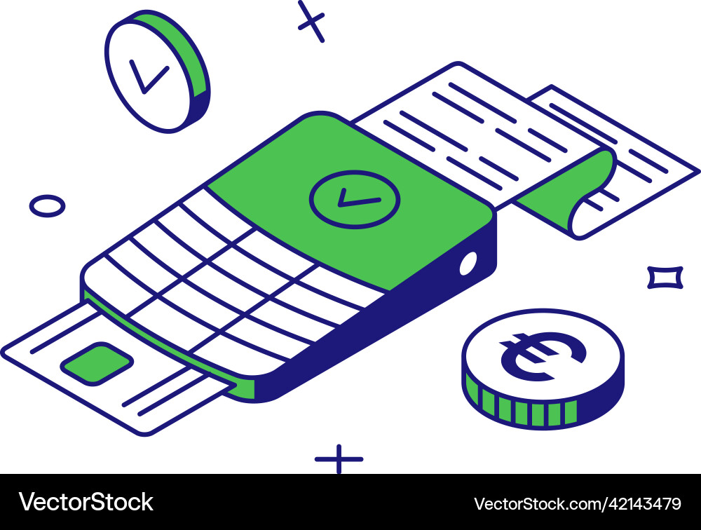 Commercial banking pay credit card pos terminal Commercial banking pay credit card pos terminal vector image
