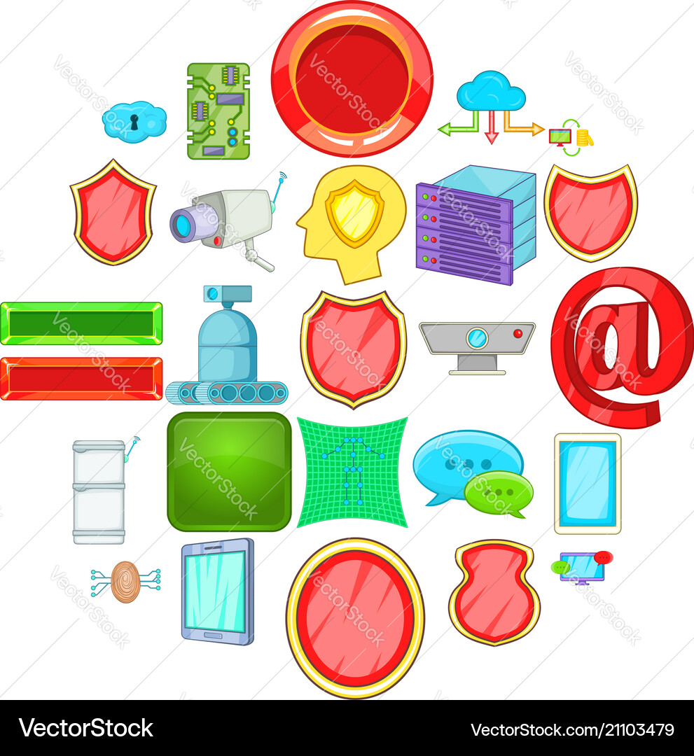 Encoding icons set cartoon style Encoding icons set cartoon style vector image