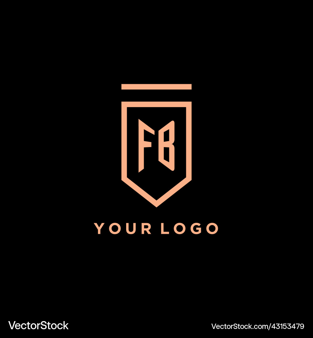 Fb monogram initial with shield logo design icon Vector Image