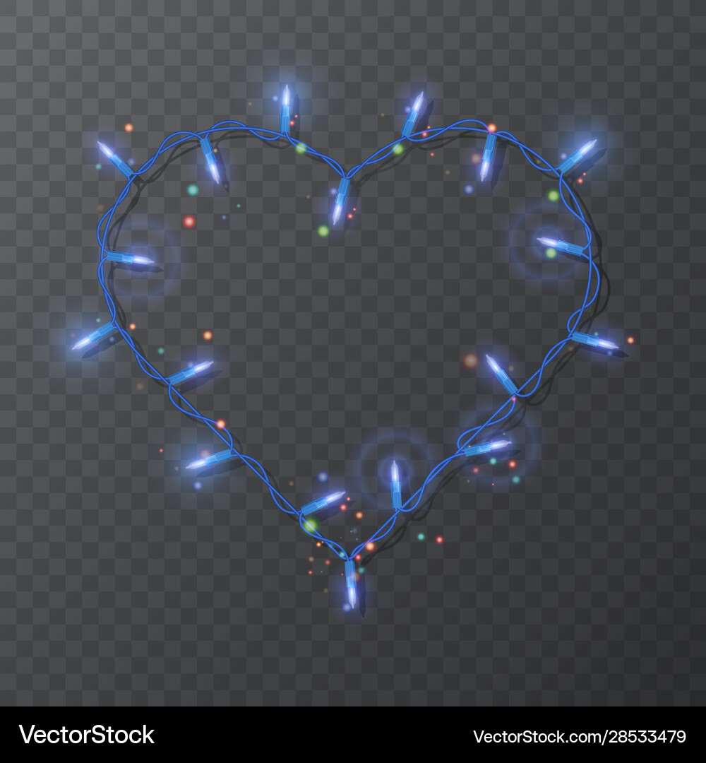 Frame in form heart with realistic lights Frame in form heart with realistic lights vector image