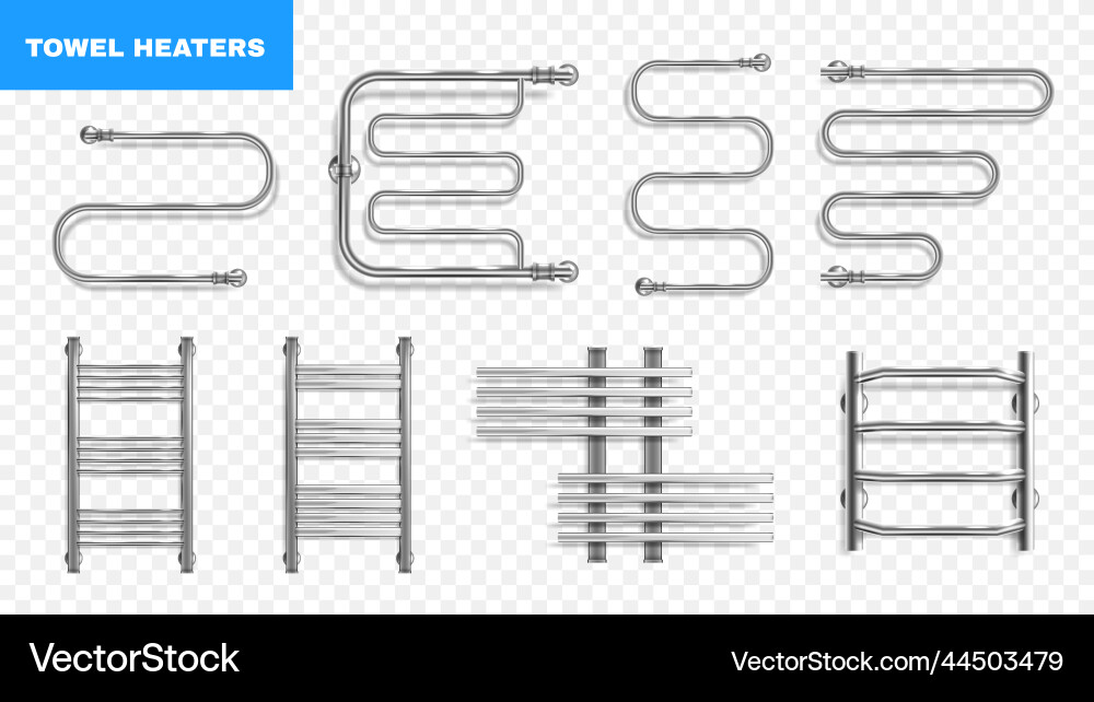 Heated towel rails set Heated towel rails set vector image