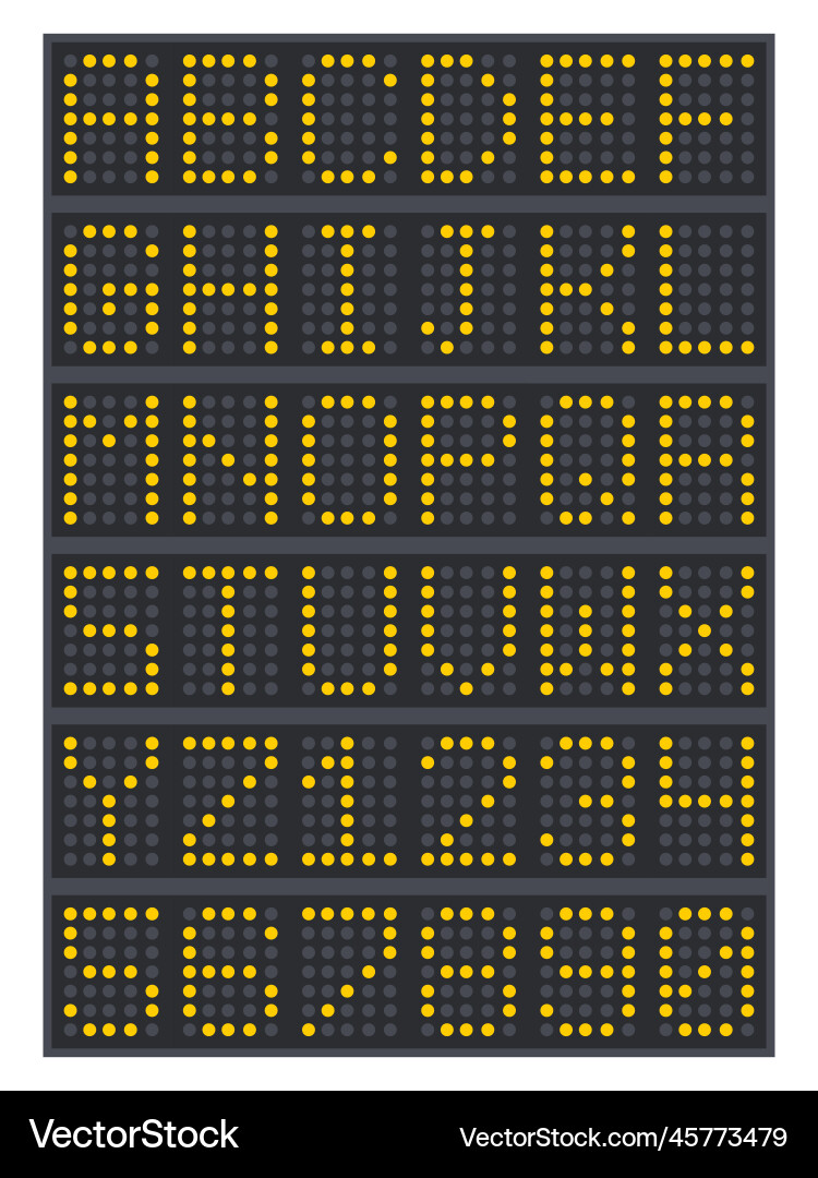 Led digital font and numbers display board Vector Image