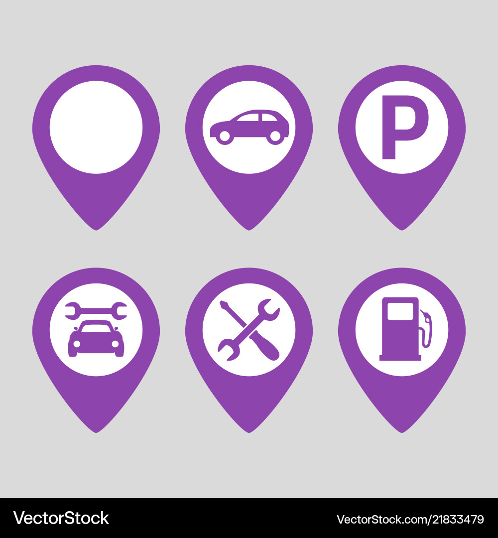 Map pin location icons set on gray background Map pin location icons set on gray background vector image